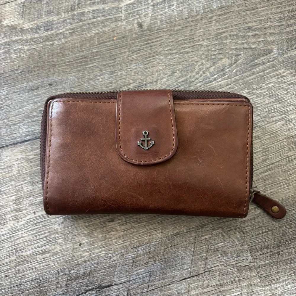 Anthropologie Harbour 2nd Brown Leather Wallet - Picture 1 of 5